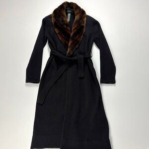 Ralph Lauren Black Cardigan with Faux Fur Collar